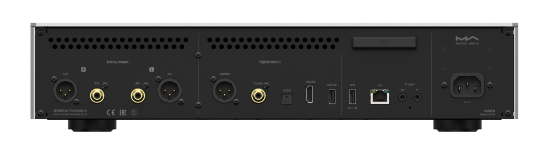 Sorties analogiques et numériques XLR et RCA du Matrix Audio MS-1c